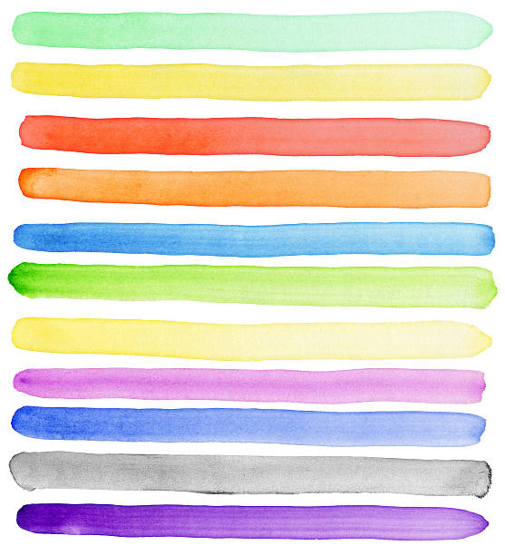 Various color of the watercolor elements on white background stock photo