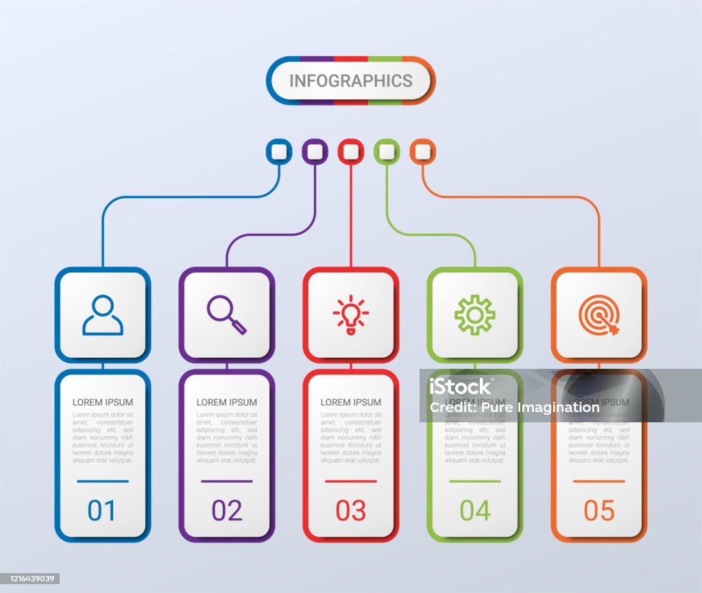5 Step Visualisation Business Data Visualization Infographic Template With 5 Steps On Gray ...