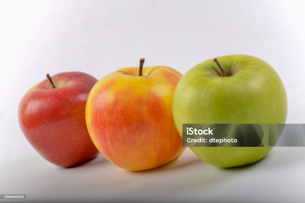 Three Color Apple's Three Apples On Isolated White Background Stock Photo - Download Image ...
