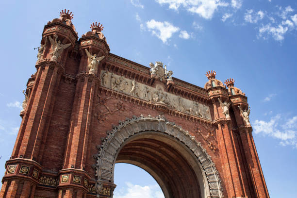 istock Bottom view of historical Arc de Triomf 1216444133