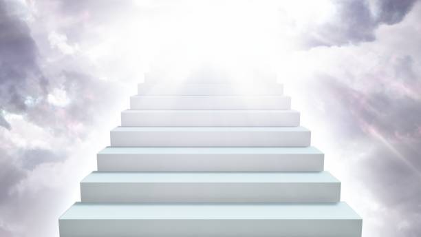 istock Stairway to Heaven in Cloudy Sky with Sunlight Rays Shining Down - Abstract Background Texture 1216444902