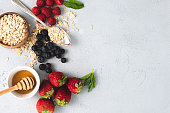 Organic berries, oatmeal and honey