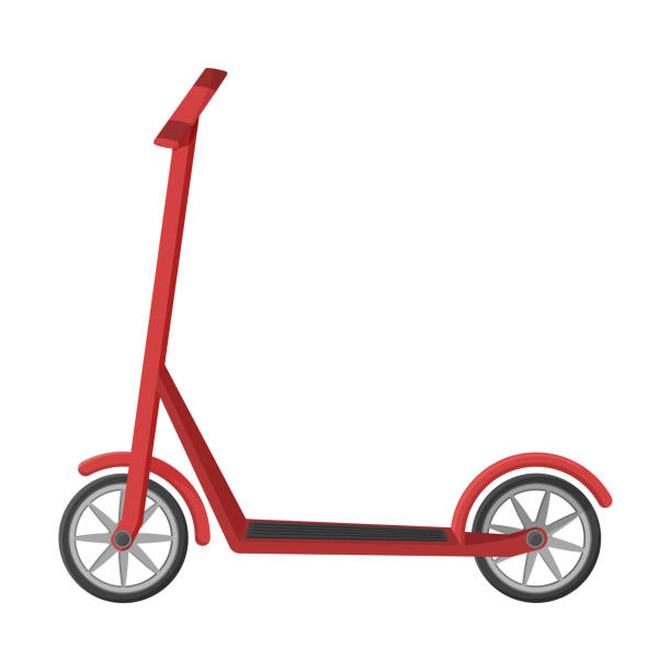 illustrazioni stock, clip art, cartoni animati e icone di tendenza di scooter in stile piatto. illustrazione vettoriale. trasporto urbano non carburante e non inquinante. l'oggetto è isolato su uno sfondo bianco. design semplice del veicolo ecologico. - nonpolluting