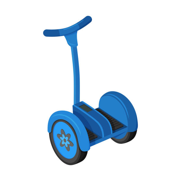 illustrazioni stock, clip art, cartoni animati e icone di tendenza di segway in stile piatto. illustrazione vettoriale. trasporto urbano non carburante e non inquinante. l'oggetto è isolato su uno sfondo bianco. un semplice design di un veicolo a motore elettrico ambientale - nonpolluting