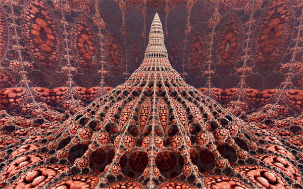 The image that can be seen was created many years ago in the Mandelbulb 3D program.The image is entirely a 3D fractal - it is fully reflected in mathematical formulas.It was created from a unique combination of formulas and parameters available in the program, and which can be combined and changed in countless ways (it took me a long time before I got to the results that interest me).Each combination of formulas and their parameters creates its own three-dimensional space of objects on which you can move (fly) looking for interesting shapes (it can be compared to looking for interesting places that I could photograph in a newly discovered world).The image depicts a place that I liked and rendered.I chose this place out of an infinite number of other places.Render parameters, colors, material, fog, sky, light, and similar parameters have been selected at the discretion.