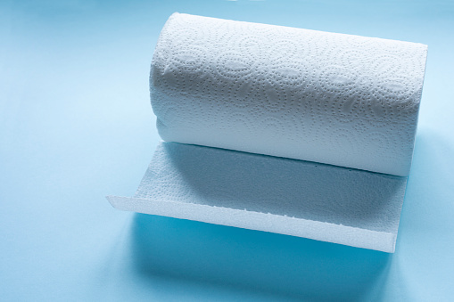 paper towel on blue background