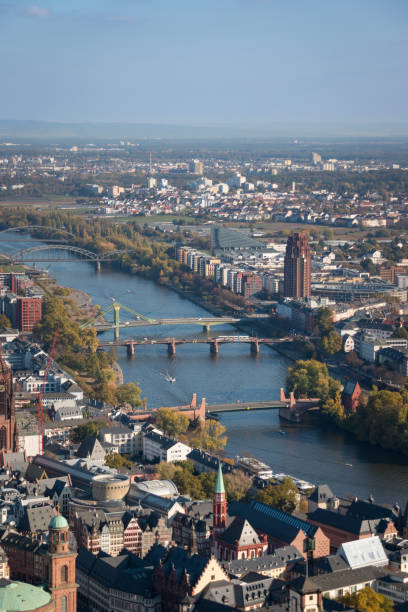 istock Aerial panorama cityscape with downtown Frankfurt am Main, Germany 1216458620