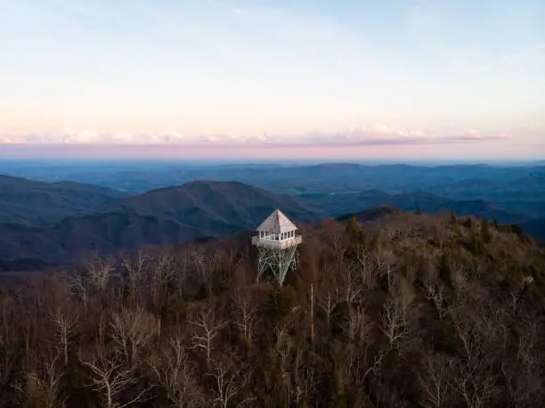 Photo of Sunset at Green Knob Lookout Tower near the Blue Ridge Parkway in North Carolina