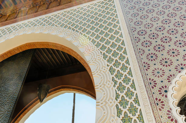 istock Intricate plasterwork around the arch, Marrakech, Morocco 1216461155