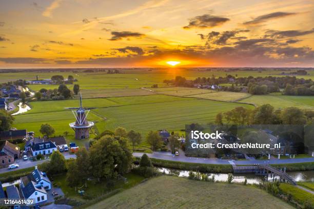 Aerial View Of Dutch Countryside Stock Photo - Download Image Now - Netherlands, Landscape - Scenery, Aerial View