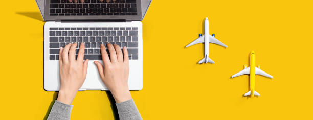 istock Flights online booking and reservation theme 1216462461