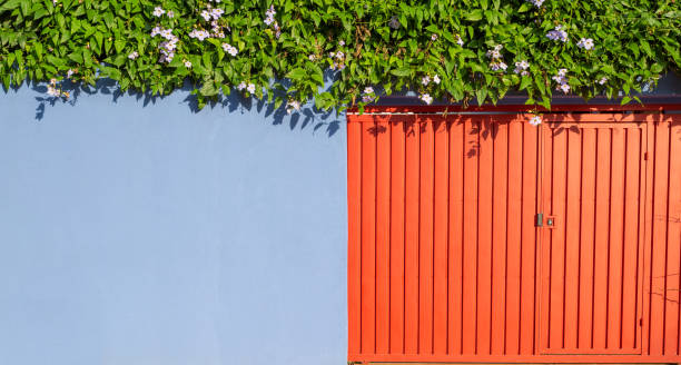 istock Background of a wall and gate painted in vibrant colors 1216464145