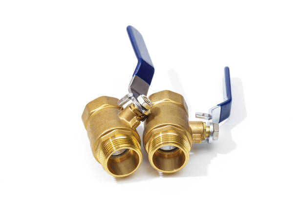 pair of Ball valve brass isolated on white background