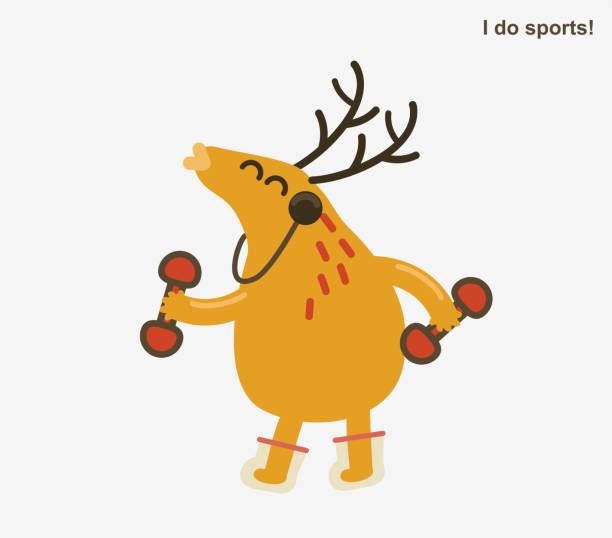 ilustrações, clipart, desenhos animados e ícones de peppy atleta veado - peppy