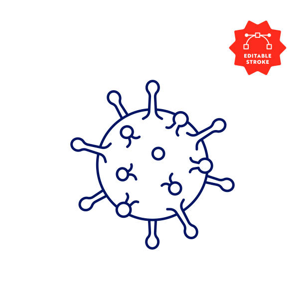 Virus Line Icon with Editable Stroke and Pixel Perfect. Virus Single Line Icon with Editable Stroke and Pixel Perfect. coronavirus virus stock illustrations