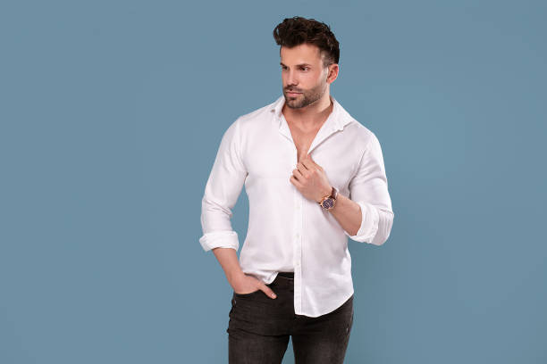 istock Elegant handsome man in white shirt. 1216466465