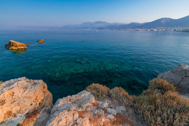 istock Crete island beach and mountains in the evening time. Greece vacation 1216468767