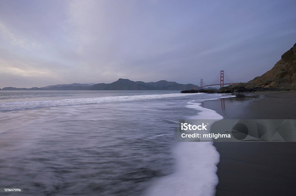 Golden Gate Bridge at sunset  Beach Stock Photo