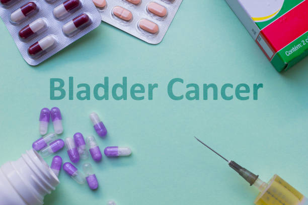 Text phrase Bladder Cancer on a green background with medicines, injection, syringe and pills Text phrase Bladder Cancer on a green background with medicines, injection, syringe and pills bladder cancer stock pictures, royalty-free photos & images