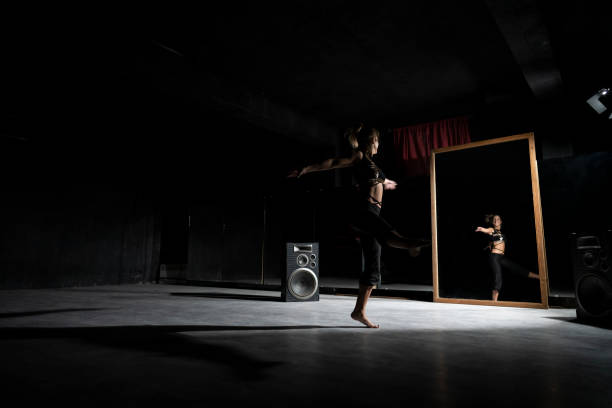 Adult actor performing role during casting in theater