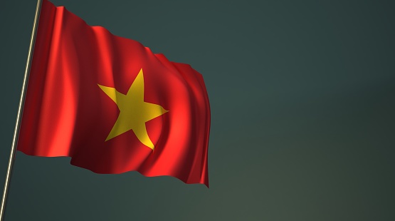 asia countries flag 3d rendering.