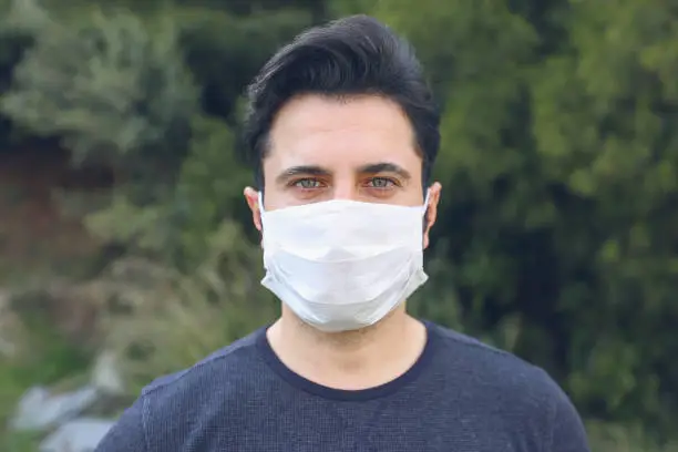the sick man wearing a medical mask. Corona virus outbreak.