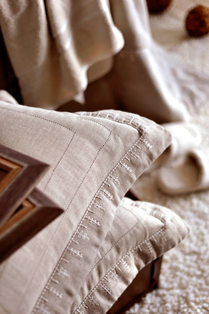 베이지 색 베개 세트 - pillow cushion embroidery homewares 뉴스 사진 이미지