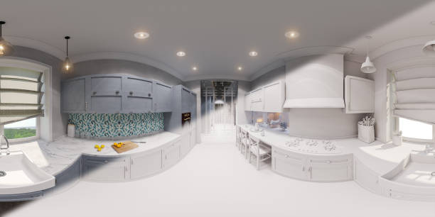 istock 3d illustration of the kitchen interior design 1216478031
