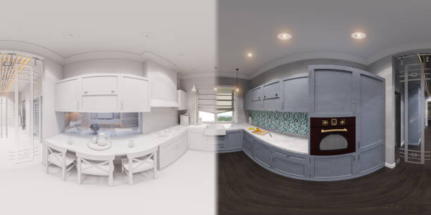 istock 3d illustration of the kitchen interior design 1216478033