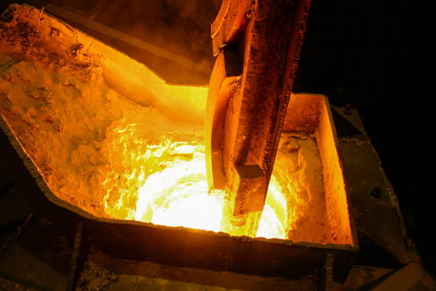 The process of recycling scrap metal. Centrifugal metal casting. The concept of metallurgy and waste recycling.