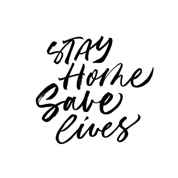 istock Stay home, save lives vector lettering for self quarantine time. Protection or measure from coronavirus, COVID 19. 1216479103