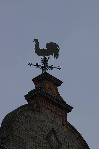 Weather vane at dusk stock photo