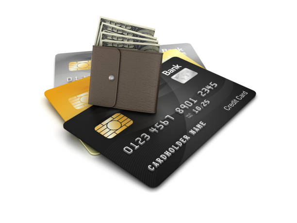 istock Credit Cards with Dollar Bills Wallet - 3D Rendering 1216482458