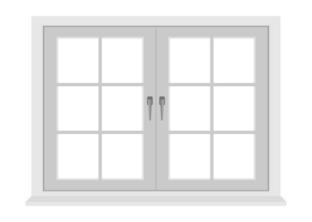 White window frame isolated on white background White window frame isolated on white background zills stock illustrations