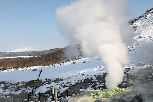 Sulfurous Vents at Mt. Io (Iozan) in Hokkaido Japan