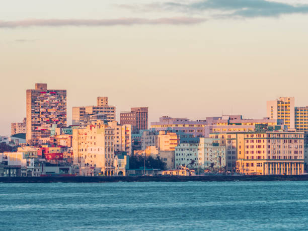 sunrise skyline of Havana sunrise skyline of Havana, Cuba. morro castle havana stock pictures, royalty-free photos & images