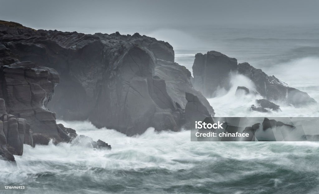 powerful of waves powerful of waves, Bandon, OR, USA. Storm Stock Photo
