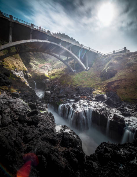 istock bridge of Oregon coast HWY with  falls 1216497489