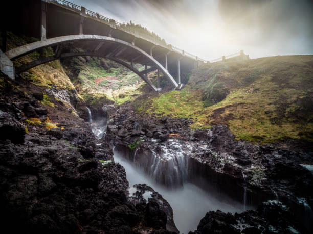 istock bridge of Oregon coast HWY with  falls 1216497523