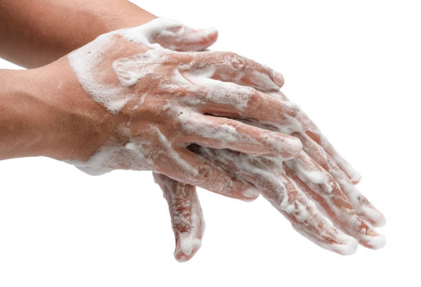 istock a man is washing his hands with liquid foam soap isolated on white background with clipping path, for hygiene cleaning and covid-19 virus or coronavirus protection and quarantine concept 1216497672