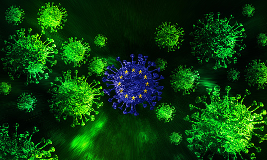European union-Coronavirus covid-19 virus 3D background