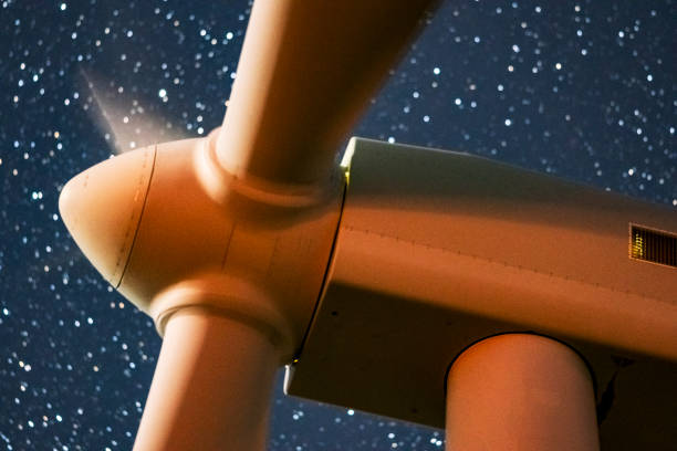 istock Wind turbine at night 1216499527