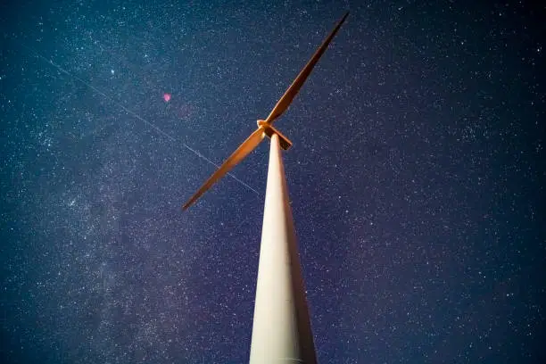 Photo of Wind turbine at night