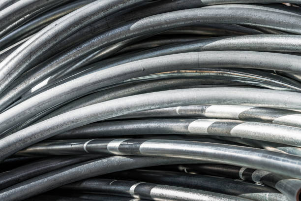 istock Metal pipes on warehouse 1216499636