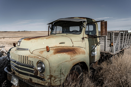 Abandoned vehicle  on the Prairie , SK, Canada.