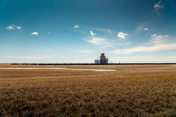 ヴィンテージ穀物エレベーター - canada saskatchewan grain elevator prairie ストックフォトと画像