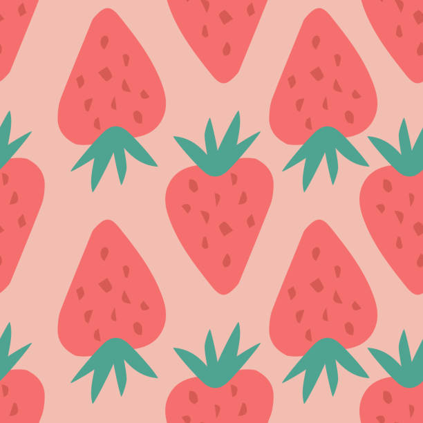 Geometric Strawberry Seamless Pattern Doodle Sweet Berries Backdrop Red  Strawberries Wallpaper Stock Illustration - Download Image Now - iStock