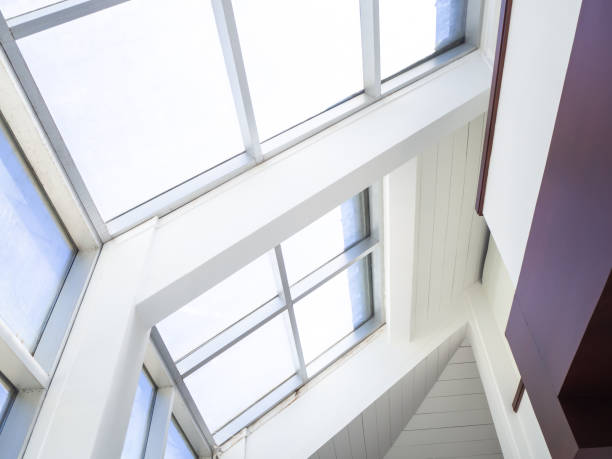 istock high-tech architecture background photo, internal structure of glass roof 1216507255