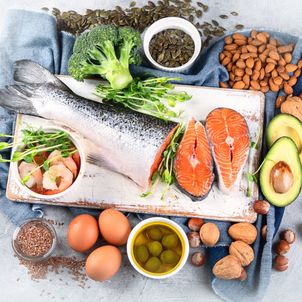 istock Omega-3 fatty acid rich foods. 1216509177