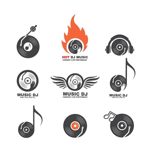 vinyl disc music vector icon illustration design vinyl disc music vector icon illustration design template dj logo stock illustrations